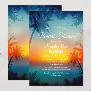 Tropical Sunset Palm Beach Brautparty Einladung