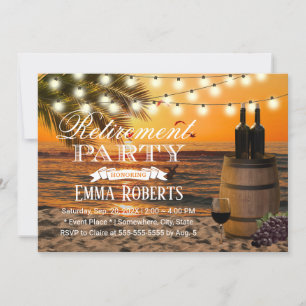 Tropical Sunset Palm Beach Wine Barrel Retirement Einladung