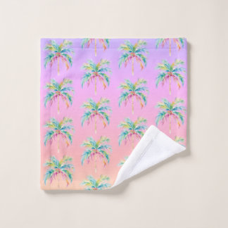 Tropical Sunset Palm Tree Badhandtuch Set