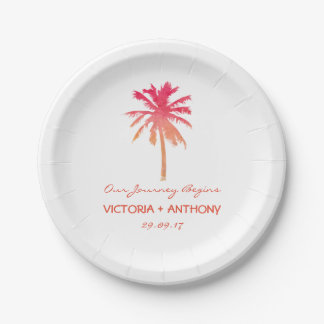 Tropical Sunset Palm Tree Beach Hochzeit Pappteller