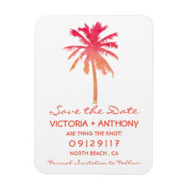Tropical Sunset Palm Tree Beach Save the Date Magnet
