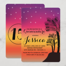 Tropical Sunset Palm Tree Quinceañera Sweet 15