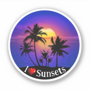 Tropical Sunset Palm Trees Aufkleber