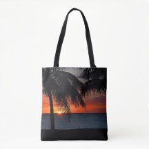 Tropical Sunset Palm Trees Beach Karibik