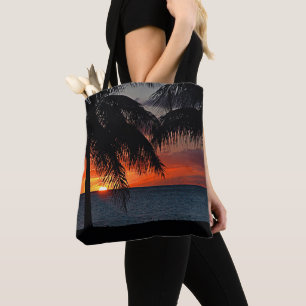 Tropical Sunset Palm Trees Beach Karibik Tasche