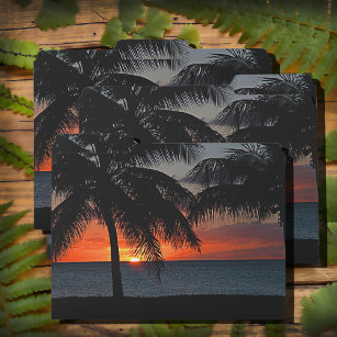 Tropical Sunset Palm Trees Sea USVI Caribbean Papiermappe
