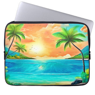 Tropical Sunset Paradise Beach View Laptopschutzhülle