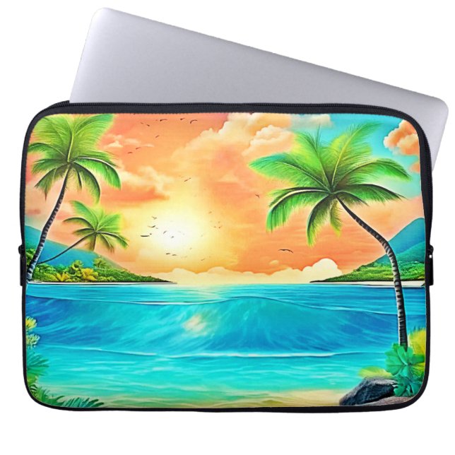 Tropical Sunset Paradise Beach View Laptopschutzhülle (Vorderseite)