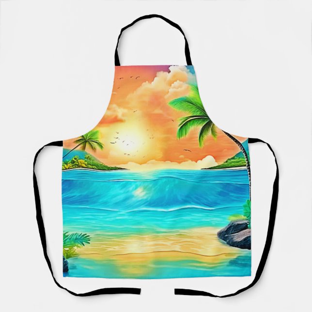 Tropical Sunset Paradise Beach View Schürze (Vorderseite)
