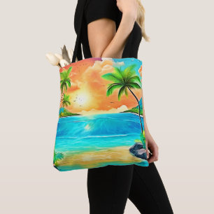 Tropical Sunset Paradise Beach View Tasche