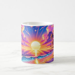 Tropical Sunset Paradise Malerei Kaffeetasse
