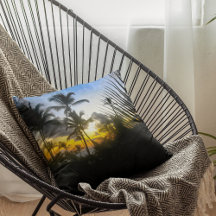 Tropical Sunset Print Throw Kissen