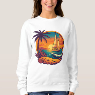 Tropical Sunset Sailing Abenteuer Damen Sweatshirt