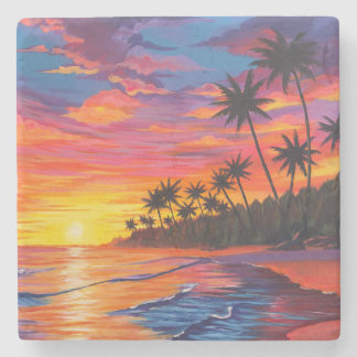 Tropical Sunset Stone Getränkuntersetzer Steinuntersetzer