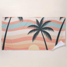 Tropical Sunset Stripes – Sunset Palms Towel Strandtuch