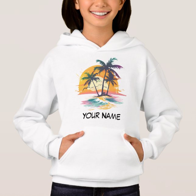 Tropical Sunset Vibes - Palmen Trees & Beach Desig Hoodie (Vorderseite)