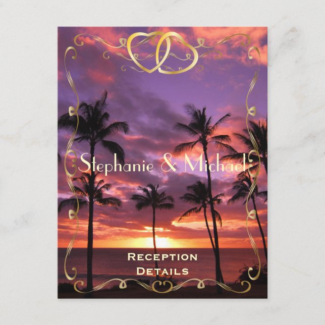 Tropical Sunset Wedding Card Begleitkarte (Vorderseite)