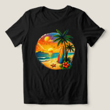 Tropical Surf Paradise Damen Sonnenuntergang T-Shi