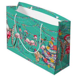 Tropical surfing Santa Holiday Geschenktasche Große Geschenktüte