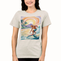 Tropical Surfing Sunset Oatmehl Tri-Blend-T - Shir