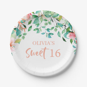 Tropical Sweet 16 Aloha Luau Geburtstag Pappteller