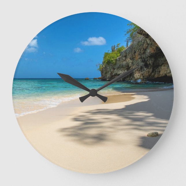 Tropical Tahiti Sandy Island Beach  Große Wanduhr (Vorderseite)