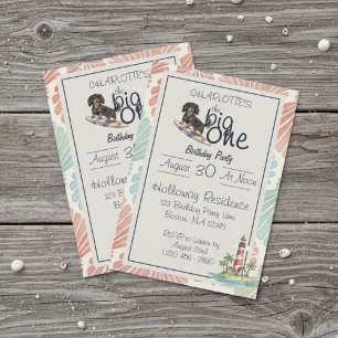 Tropical the Big One Surf Dackel Geburtstag Einladung