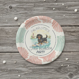 Tropical the Big One Surf Dackel Geburtstag Pappteller