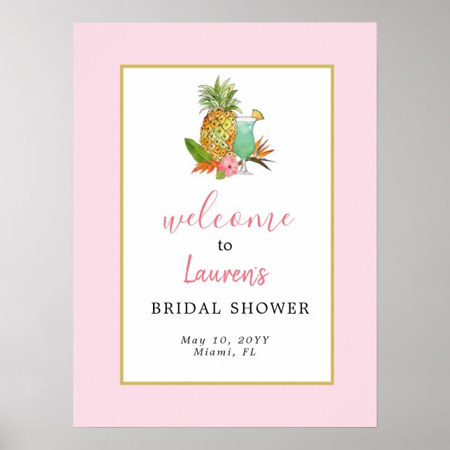 Tropical Theme Brautparty Welcome Poster (Vorne)
