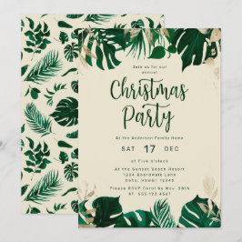 Tropical Themed Green Blätter Weihnachts-Party Einladung