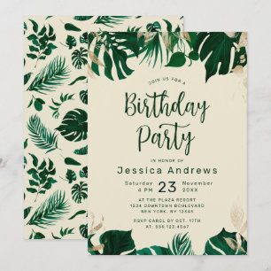 Tropical Themed Green Foliage Geburtstagsparty Einladung