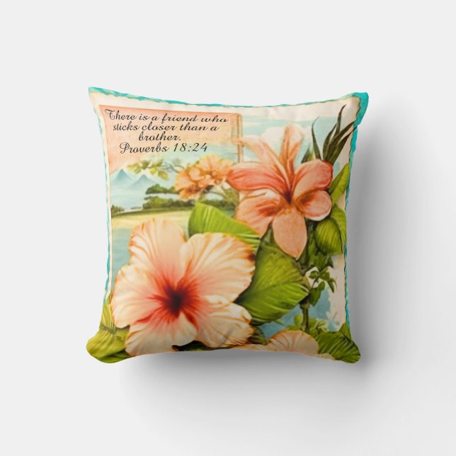 Tropical Throw Pillow Proverbs 18:24 Kissen (Vorderseite)