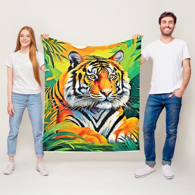 Tropical Tiger Art Fleecedecke (Beispiel)
