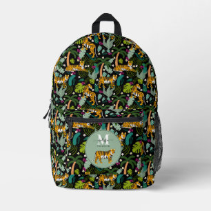 Tropical Tiger Black Botanle Safari Cats Bedruckter Rucksack