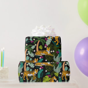 Tropical Tiger Black Botanle Safari Cats Geschenkpapier