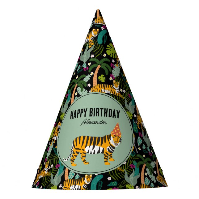 Tropical Tiger Botanle Safari Partyhütchen (Vorderseite)