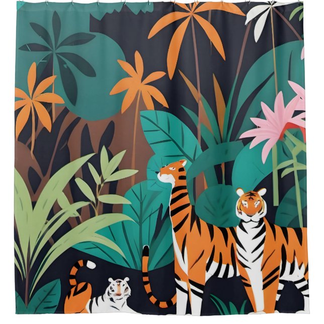 Tropical Tiger Trio Duschvorhang (Vorderseite)