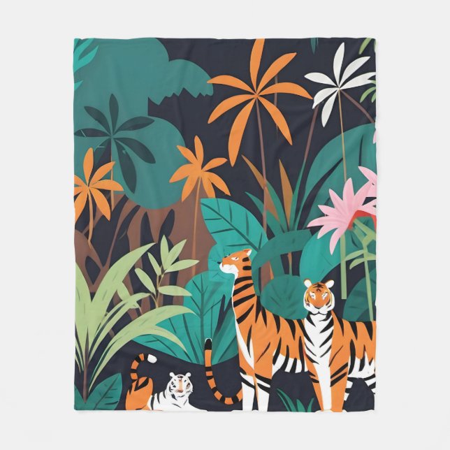 Tropical Tiger Trio Fleecedecke (Vorderseite)