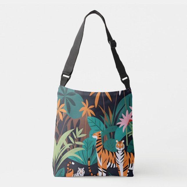 Tropical Tiger Trio Tragetaschen Mit Langen Trägern (Vorderseite)