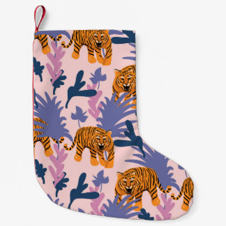 Tropical Tigers Jungle Vintag Pattern Kleiner Weihnachtsstrumpf