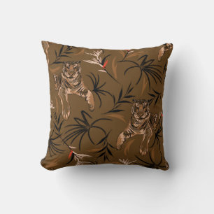 Tropical Tigers Paradise Blume Muster Kissen