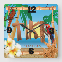 Tropical Tiki Design Quadratische Wanduhr