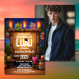Tropical Tiki Hawaiian Luau Foto Abschluss Einladung