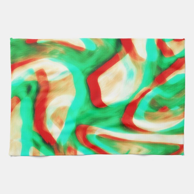Tropical Tones Waves Abstract Art Kitchen Towel Geschirrtuch (Horizontal)