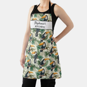 Tropical Toucan Bird Palm Blätter Ferns Custom Te Schürze