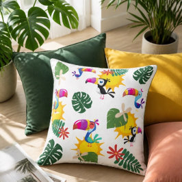 Tropical Toucan Cluster Square Pillow Kissen