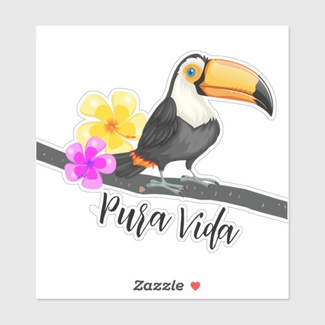 Tropical Toucan Costa Rica Pura Vida Aufkleber (Blatt)