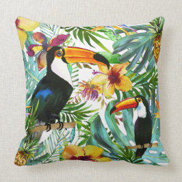 Tropical Toucan Paradise Palm Ananas Moderne Kissen