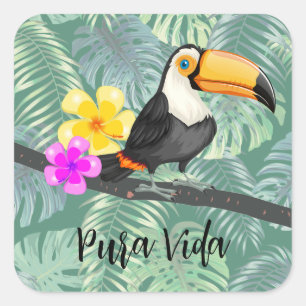 Tropical Toucan Pura Vida Design Sticker