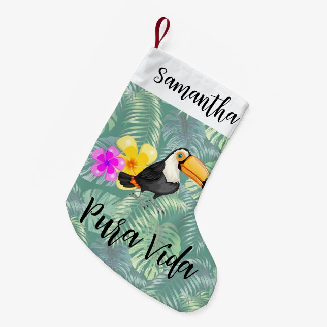Tropical Toucan Pura Vida Weihnachten Strumpf Kleiner Weihnachtsstrumpf (Vorderansicht (hängend))